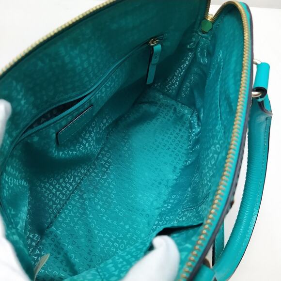 Kate Spade Teal Leather Double Handles Zipper Closure Satchel Bag - Picture 9 of 16